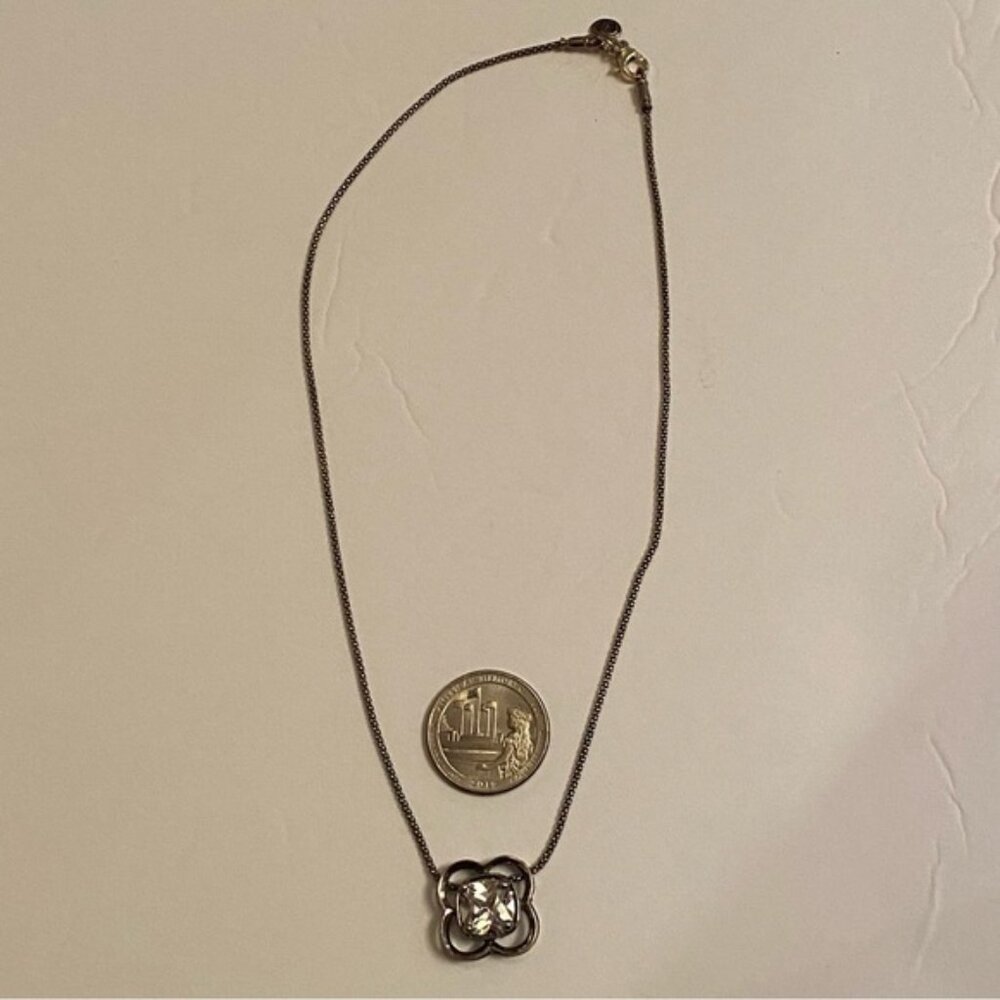 SILPADA NECKLACE STERLING SILVER 925 POPCORN CHAIN 16” CZ FLOWER PENDANT N1411 - Picture 8 of 11